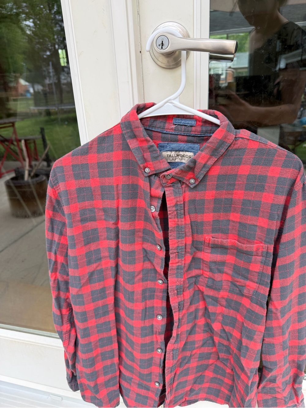 Tallwoods Men's Red & Gray Plaid Button-Down Shirt